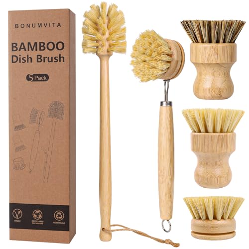 Bamboo Dish Brush Set (5 Pack)