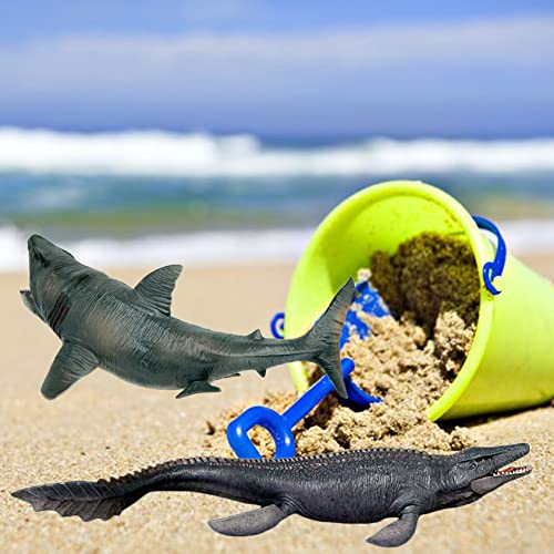 Higherbros Mosasaurus Shark Toys With Openable Jaws The Megalodon 11" Ocean World Realistic Marine Animal Creature Action Figure, Great For Bath Toys, Beach Toys, Birthday Gifts Cake Topper #TOP7