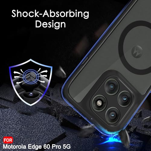 Image of TheGiftKart Hybrid Shockproof Back Cover Case for Motorola Moto Edge 60 Pro 5G | Hard Back Cover Case for Motorola Edge 60 Pro (PC & TPU, MagSafe Compatible, Translucent Smoke Matte Back, Black Sides)