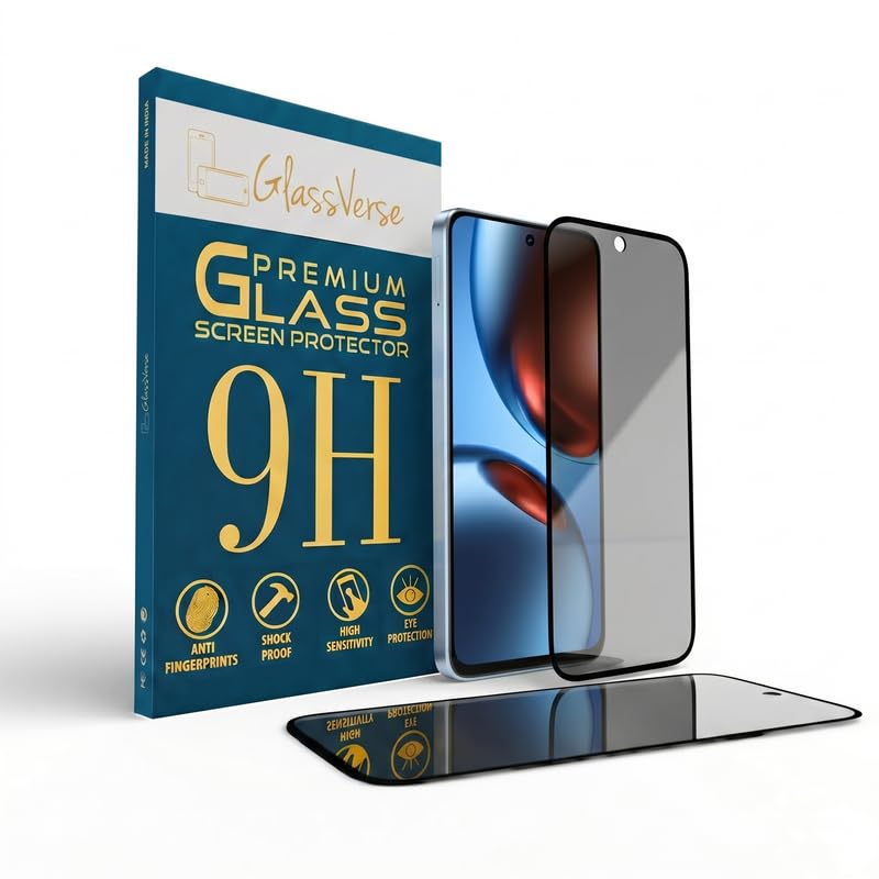 Image of GlassVerse Privacy Tempered Glass for Realme GT 7 | Anti Spy Screen Protector, 9H Hardness, Edge to Edge, Case Friendly, Hassle-less Installation Kit Included. (Pack of 2)