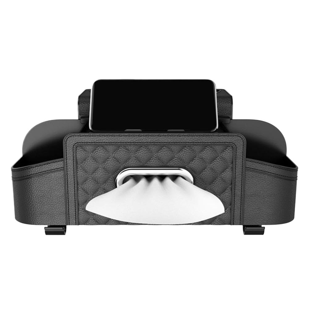 Caja de almacenamiento para asiento trasero de coche, multifuncional, tejido automático, Universal, soporte para vasos, organizador colgante, color negro