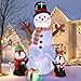 GUDELAK 183 cm Aufblasbare Weihnachtsdeko Aussen, Schneemann Aufblasbar mit Pinguin, Integrierte Rotierende Bunte LED-Lichter, Weihnachtsdeko Aufblasbar für Garten Rasen Winterdeko Innen Party Deko