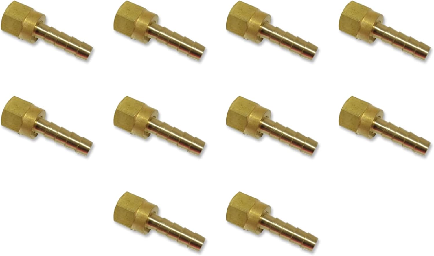 1/4" Hose ID to 1/4" 45° SAE/37° JIC Dual SEAT Female Flare Brass Swivel Connector Fuel/AIR/Water/Oil/Gas/WOG (Qty 05)