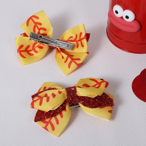 Pinza para cabello con lazo de cinta amarilla brillante miniatura 2