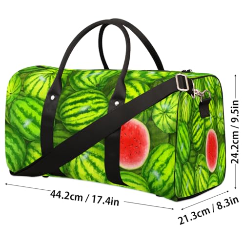 Watercolor Watermelon Travel Duffel Bag, Green Fruit Sports Tote Gym Bag, Foldable Weekender Overnight Bag, Luggage Handle Bag for Women Men4