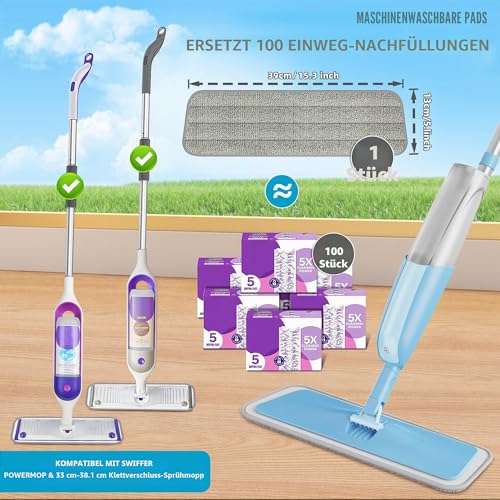 Wischer mit Sprühfunktion Sprühwischer Bodenwischer, MEXERRIS Wischmopp mit Wassertank 360 Grad...