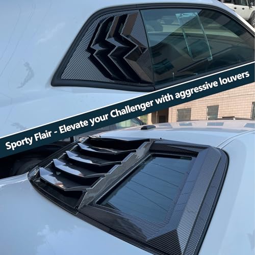 WildWell Rear & Side Window Louvers for Dodge Challenger 2008-2024 GT RT ScatPack SRT SXT SE TA Lambo Style Rear Windshield Sun Shade Cover Carbon Fiber Painted by WildWell - Image 2