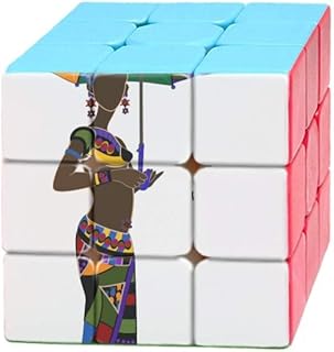 African Aboriginal Black Women Dresses Magic Cube Puzzle 3x3 Toy Game Play