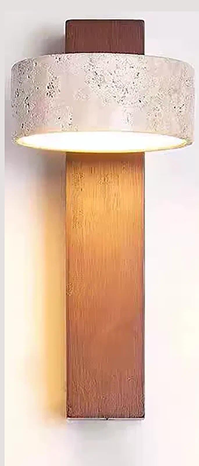 NHPJFDC Adjustable Led Wall Sconce, Natural Stone & Wood Design, 180° Rotating Reading Light for Bedroom, Living Room, Bathroom, Hallway - Modern Decor Walnut Wood Color