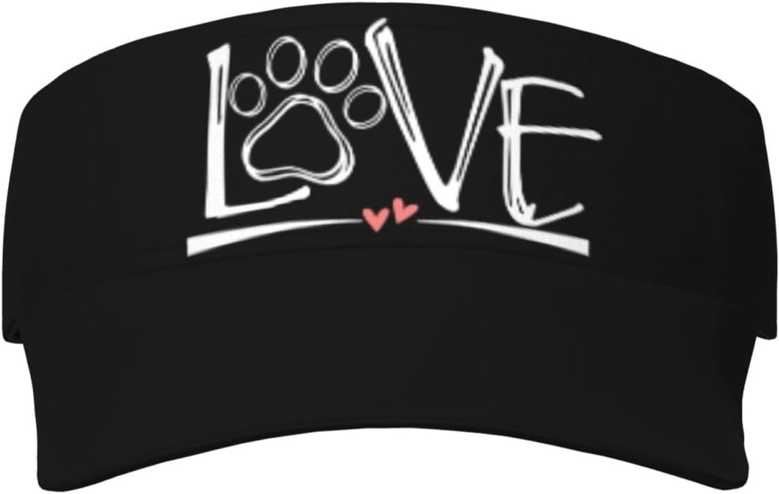 Love Paw Print Sport Sun Visor Hats Ball Caps Adjustable Empty Top Baseball Sun Cap for Men Women