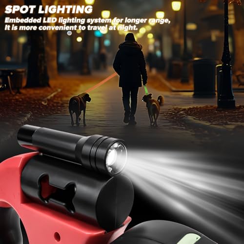 CHRI Hundeleine Doppelleine für 2 Hunde Rollleine Hundeleine 3m mit LED Licht für kleine Hunde bis zu 10kg Gewicht