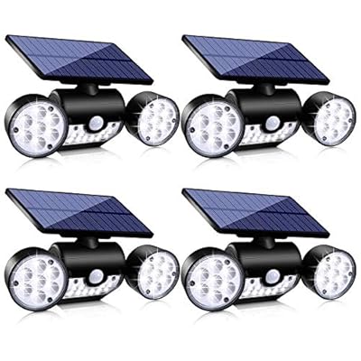 Ollivage Solar Lights Outdoor, 30 LED Solar Security Lights with Motion Sensor Outdoor Spotlights IP65 Waterproof 360° Adjustable Solar Wall Lights Outdoor for Yard Garage Patio Porch, 4 Pack