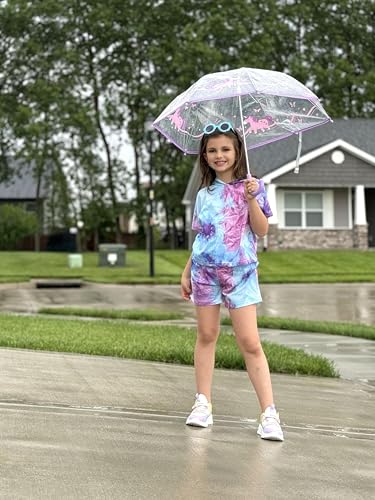 Image of Girls Summer Outfits Kids Hooded-Shirts Elastic Waist Shorts with Pockets | short sleeve drop shoulder hooded shirt and shorts with two pockets tie dye leopard letter print