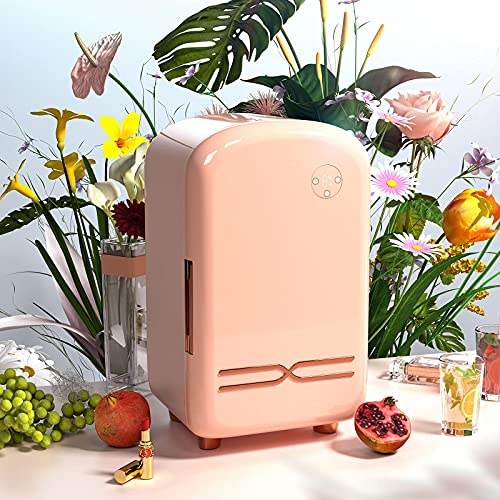 12L Skincare Fridge Beauty Fridge SEAAN Pink Mini Makeup Cosmetic Fridge Mini Cooler Refrigerator Organizer for Bedroom to Cool Down Skincare Products, AC/DC Adapter
