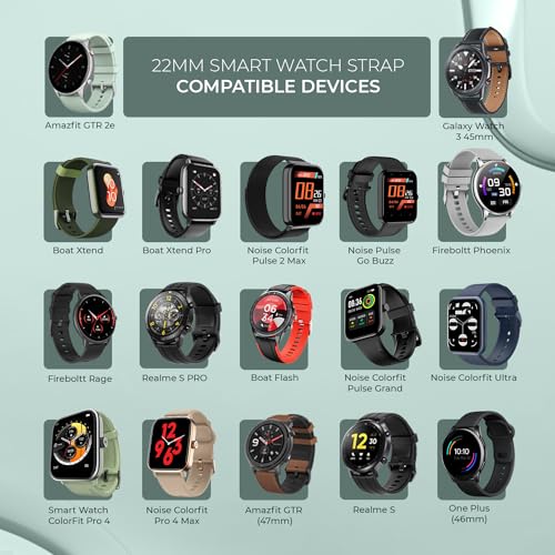Image of GameSir 22mm Smartwatch Strap | Soft Silicone Magnetic Lock Replacement Band Compatible with Noise ColorFit & All 22mm Lug Watches | Flexible, Sweatproof & Fashion Design Strap (Green)