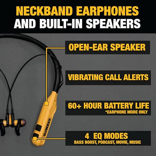 Dewalt DXMA1902093 2-In-1 Neckband Bluetooth Headphones W/Built-In Speakers thumb #2
