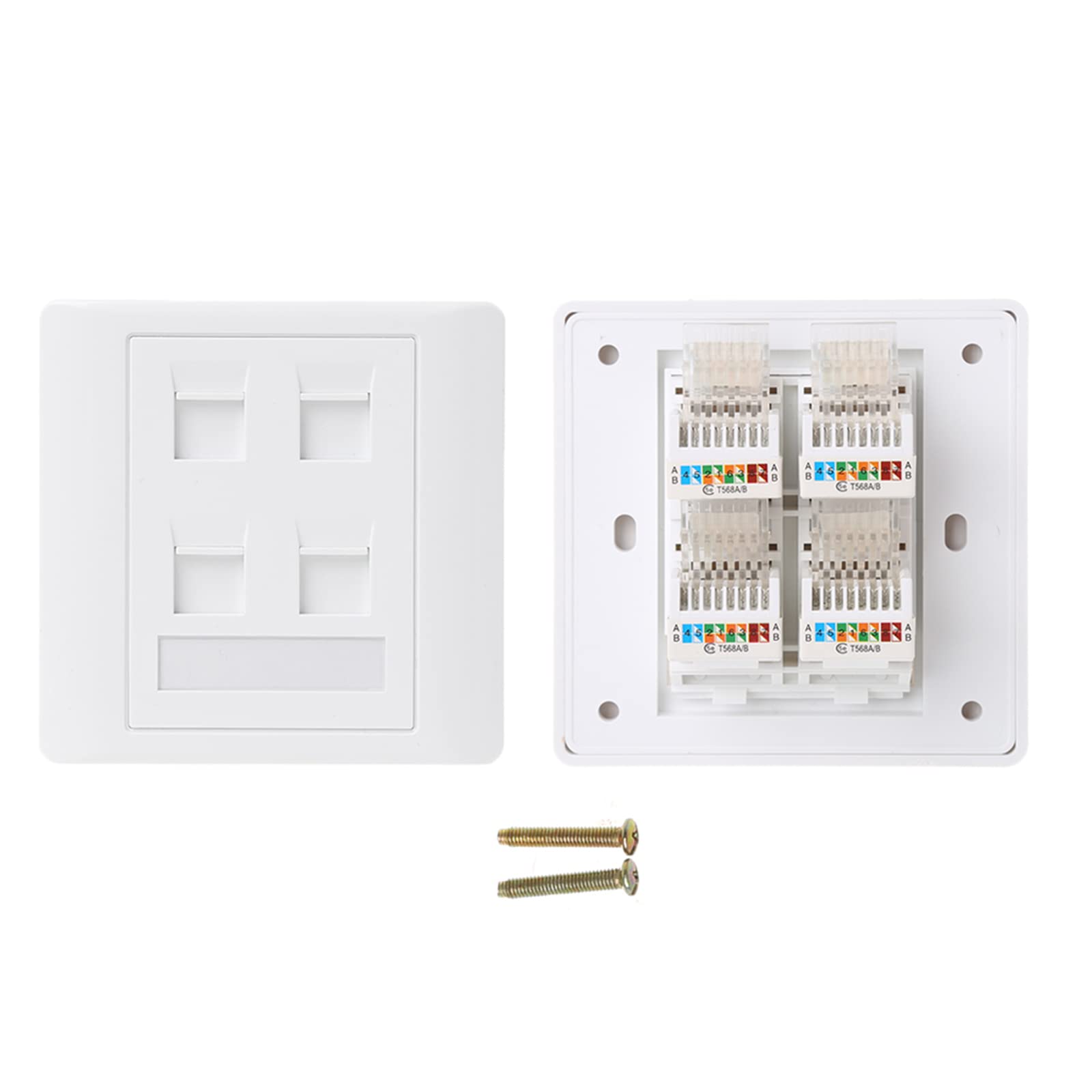 Khzen B 6 Type 4 Ports Rj45 Internet Wall Outlet Faceplate 86X86mm With 4 Cat.6 Keystone For Lan Ethernet Panel
