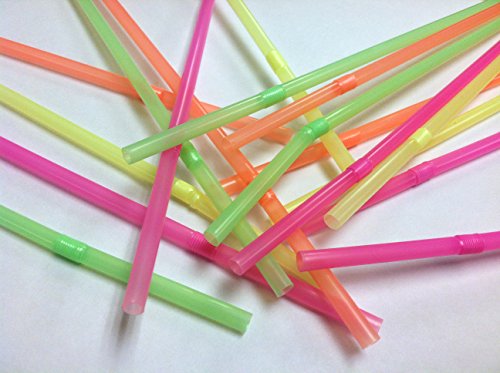 Party Dimensions 200 Count Flexible Multi-Colored Straws, Neon #TOP4