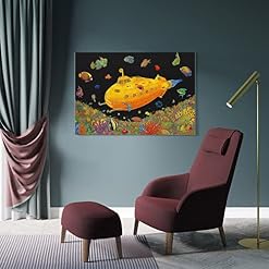 JABURU Poster décoratif sur toile avec paroles des Beatles Yellow Submarin, 50 x 75 cm - Les Beatles, Paul McCartney, John Lennon, RIngo Starr, George Harrison JABURU Poster décoratif sur toile avec paroles des Beatles Yellow Submarin, 50 x 75 cm – Image 4