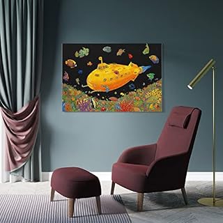 JABURU Poster décoratif sur toile avec paroles des Beatles Yellow Submarine – Décoration murale moderne pour chambre à coucher – 40 x 60 cm - Les Beatles, Paul McCartney, John Lennon, RIngo Starr, George Harrison JABURU Poster décoratif sur toile avec paroles des Beatles Yellow Submarine - Décoration murale moderne pour chambre à coucher - 40 x 60 cm – Image 4