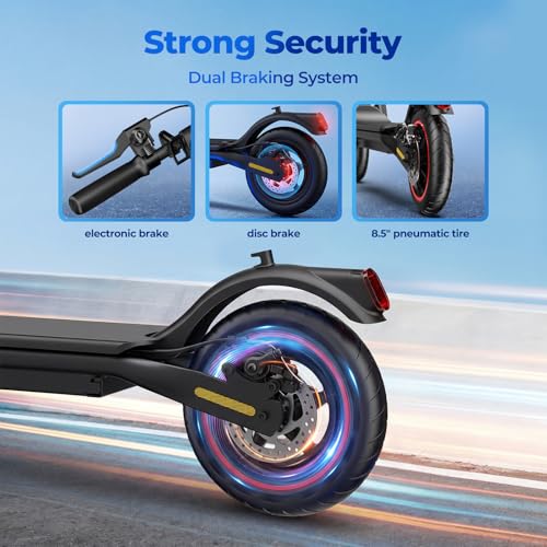 Image of Electric Scooter Adults, 500W Powerful Motor Commuting Scooter, 21 MPH Max Speed, 21 Miles Range Lightweight Folding E-Scooter, Bluetooth Smart App Control, 8.5 inch Tires Dual Braking System