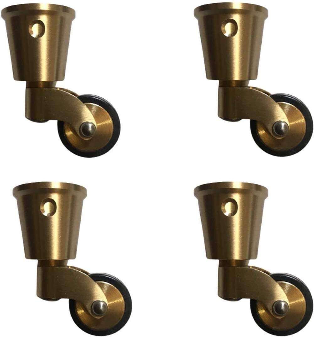 qiuqiu 4Pcs 25mm Solid Brass Casters, Movable Caster Wheels, 360 ° Swivel Caster, Furniture Rubber Casters, Retro Classic Cup Type, Load Capacity 150kg, with Screws