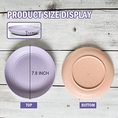 Gonioa 5 Pack Lightweight Wheat Straw Plates-7.8'' Unbreakable Dinner Plates Set-Dishwasher & Microwave Safe, Healthy for Kids, Adults, BPA Free