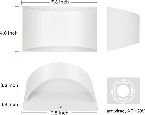 Miniatura 5 de TRLIFE Apliques de pared regulables, 3000 K4000 K6000 K, moderno aplique de pared de 12 W, luces LED de aluminio montadas en la pared, juego de 2