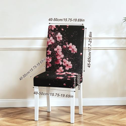 Image of Cherry Blossom Dining Chair Covers Set of 4, Pink Sakura