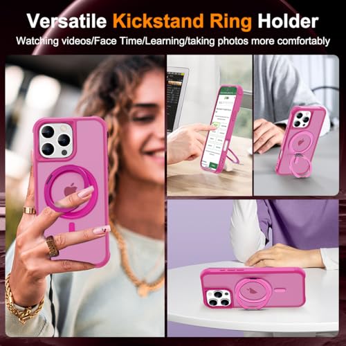Image of Compatible with iPhone 16 Pro Case with Stand 6.3 inch,Rose Red