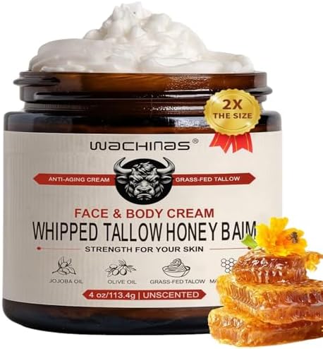 Premium Beef Tallow Skincare, Tallow and Honey Balm Face | Natural Face & Body Cream for All Skin Types | Deep Hydration, Anti-Aging, Sensitive Skin Safe | Non-Greasy, Light Frankincense Scent 4oz