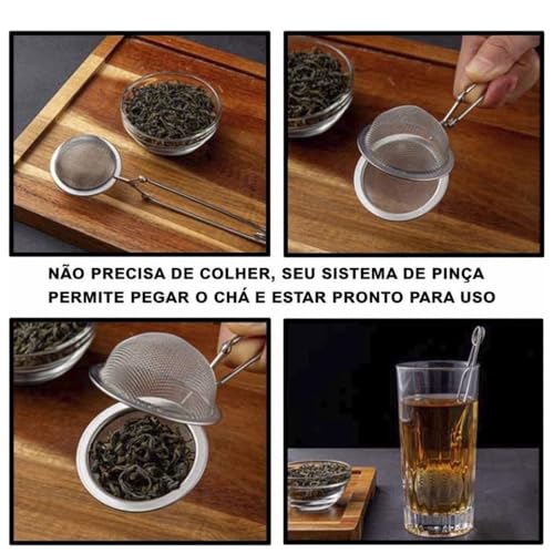 【Infusor e Difusor Chá】 Peneira Inox Com Cabo Reforçado palha de Aço inoxidável, Para Cozinha, infus