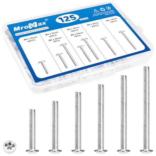 125Pcs M4 Knob Screws Assortment Kit, Cabinet Pull and Knob