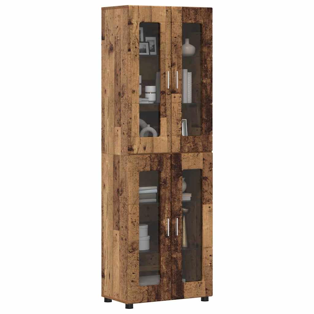 Armadietto alto, 60 x 35 x 182 cm, in legno anticato e legno con vano