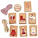 Produktbild AIEX 160 Stück Geschenkanhänger aus Kraftpapier für Weihnachten, Braune Kraftpapier Etiketten mit 10m Strohseil und 10m Rot-weißes Schnur für Weihnachtsgeschenke, Basteln und Partyartikel