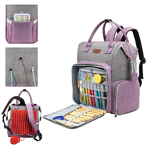Koknit Large Capacity Knitting Bag Backpack,Portable Crochet Bags And Totes Organizer For Women, Yarn Bags Holder Case For Crocheting And Carrying Crochet Accessories,Knitting Needles,Crochet Hooks #TOP2