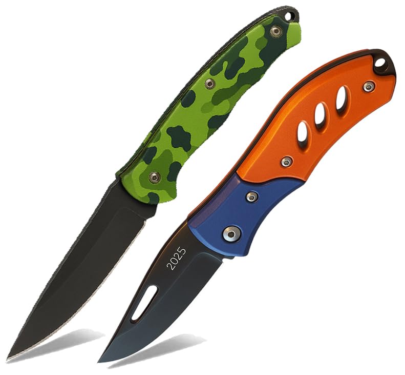 Tactical/Outdoor/Duty- Grade Camouflage Foldable Knife (Manual) For Kitchen, Home, Travel and Office Tool High Carbon Steel (2 Packs)