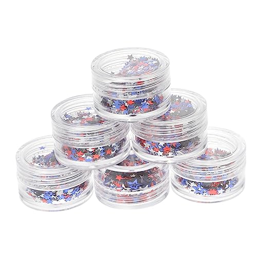 GALPADA 1set Independence Day Star Nail Art Glitter of Mixed Star Sequins for DIY Nail Decoration Easy to Use for All Occasions 6boxes
