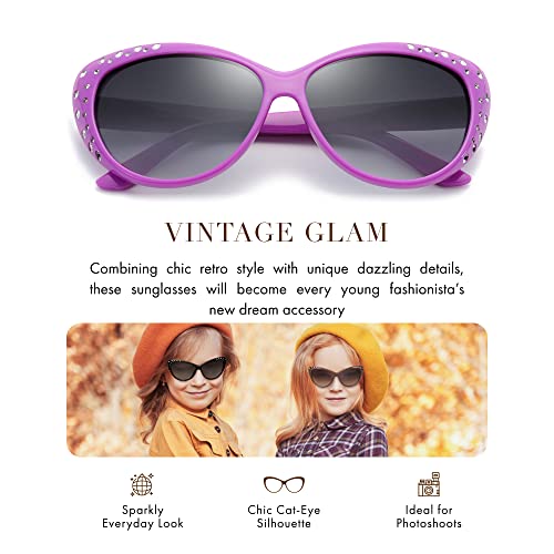 Image of Giselle Kids AGE 6-14 Rhinestone Cat Eye Sunglasses