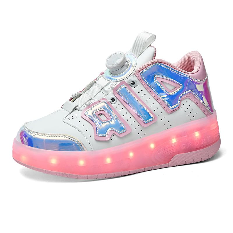 XAQAUpgraded USB Rechargeable Sparkle Skate LED Light up shoes with Removable Wheels & Unique Design - Perfect Birthday and Christmas Gift for Kids