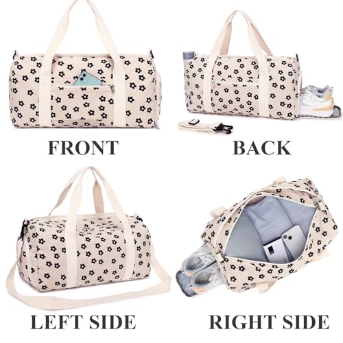 LEDAOU Gym Bag Duffle Women Dance Bags with Wet Pocket Overnight Bag with Waterproof Shoe Pouch for Girls Kids Travel Foldable Bag3