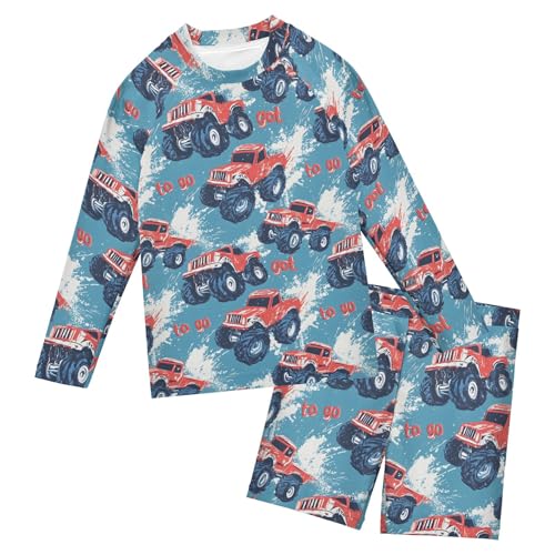 Car Baby Boys' Toddler Long Sleeved Rashguard Swim Bathing Suit Set B0403508