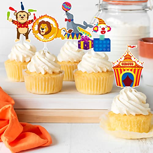 Circus Cupcake Toppers 36Pcs Circus Carnival Party Decoration Circus Carnival Cake Cupcake Picks For Circus Theme Birthday Party Baby Shower Supplies #TOP6