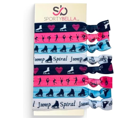 Sportybella Figure Skating Hair Accessories (Pink/Blue) for Girls - No Crease...