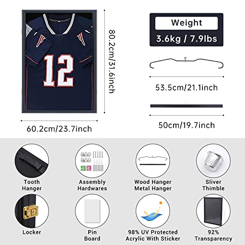 Nice C Trikotrahmen, Rahmen Trikot, Rahmen für Trikot, Trikotrahmen Fußball, Trikot Bilderrahmen mit 98% UV-Schutz, Kleiderbügeln und Haken, Valet-Pinnwand, Acryl, Basketball (1 Packung)