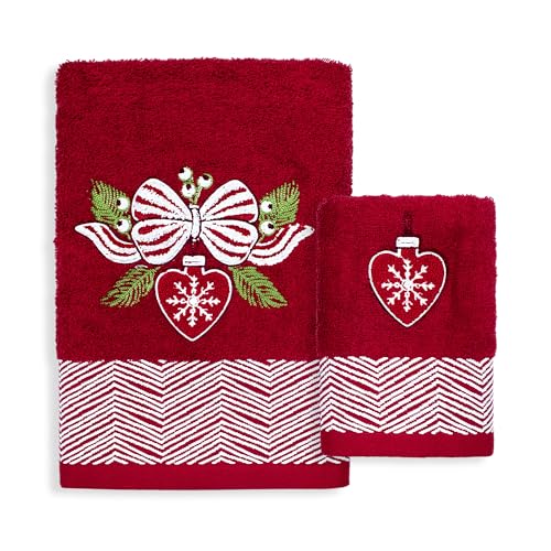 Nada Home Asciugamani Natalizi Bagno set 1+1 in Spugna di Cotone Decoro Natale 6983