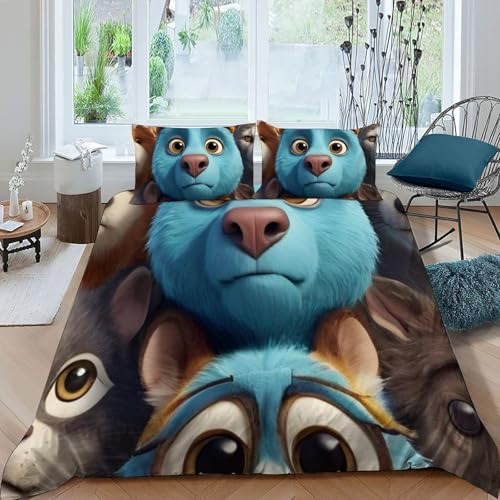 Housse de couette super king Animaux en microfibre imprimé 3D 260x220cm - 3