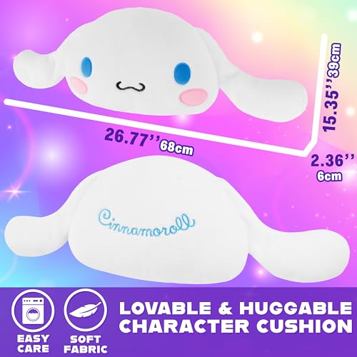 Image of Hello Kitty Sanrio Plush Cushion Pillow, Plush Throw Pillow Fluffy Cushion Kawaii Decor Cinnamoroll Kuromi, Gifts for Teens, Women (White Cinnamoroll, L15.7 x W15.4)