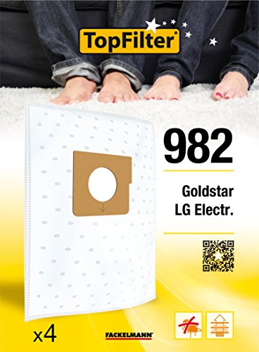 TopFilter 64982 Lot de 4 sacs aspirateur pour Goldstar et LGE, sac aspirateur, poche aspirateur, accessoire aspirateur, Non tissé polypropylène, Carton, 30 x 26 cm Cover
