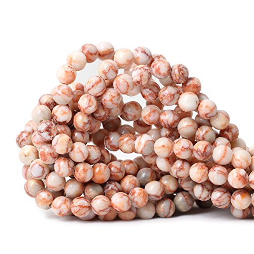 Cheavian 45Pcs 8Mm Natural Red Network Stone Round Loose Beads For Jewelry Making Diy Materials 1 Strand 15" #TOP17